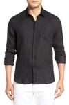 Vilebrequin Caroubie Regular Fit Linen Sport Shirt In Black