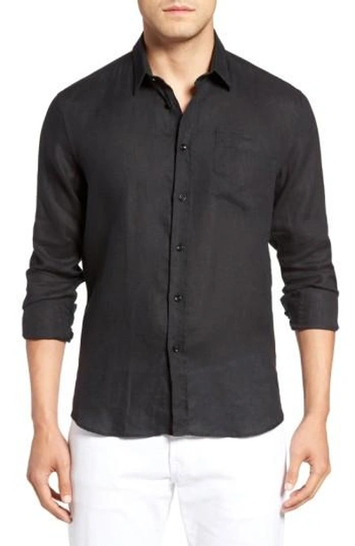 Vilebrequin Caroubie Regular Fit Linen Sport Shirt In Black