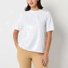 52seven Womens Crew Neck Short Sleeve T-shirt In White