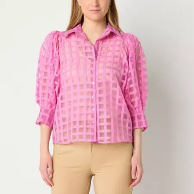 52seven Womens Long Sleeve Blouse In Pink