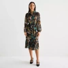 52seven Womens Long Sleeve Midi Floral Shift Dress In Multi