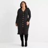 52seven Womens Plus Long Sleeve Windowpane Midi Sweater Dress In Black