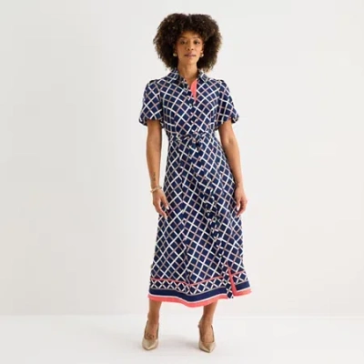 52seven Womens Short Sleeve Maxi Dress In Blue