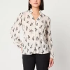 52seven Womens Y Neck Long Sleeve Blouse In Black