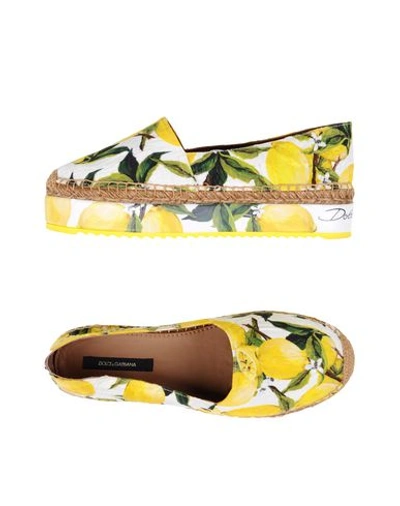 Dolce & Gabbana Printed Jacquard Platform Espadrilles In Yellow