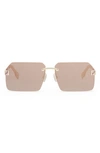 Fendi Sky 59mm Rectangular Sunglasses In Gold / Bordeaux Mirror