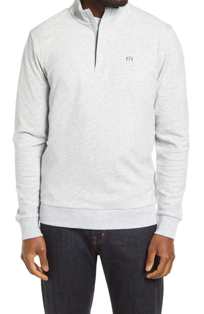 Travismathew Cloud 2.0 Quarter Zip Pullover In Heather Light Grey
