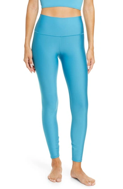 Alo Yoga Airlift High Waist Midi Leggings In Blue Splash