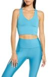 Alo Yoga Real Sports Bra In Blue Splash