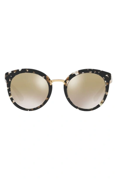 Dolce & Gabbana 52mm Mirrored Round Sunglasses In Black/ Gold