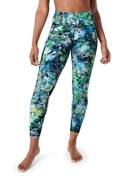 Sweaty Betty Super Sculpt Pocket 7/8 Leggings In Green Texture Flower Print