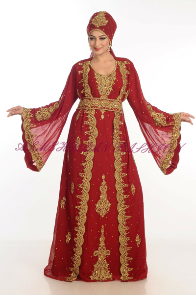 Pre-owned Fashion Dubai Moroccan Exclusive Arabian Wedding Gown Dress Islamic Takshita Var 521