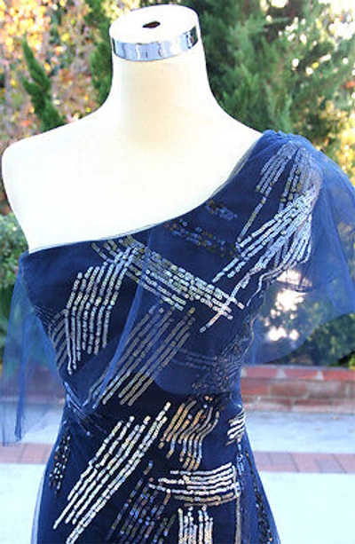 Pre-owned Bcbgmaxazria Bcbg Max Azria Navy Womens Prom Formal Gown 4