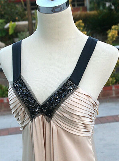 Pre-owned Bcbgmaxazria Bcbg Max Azria Champagne Prom Party Gown 6