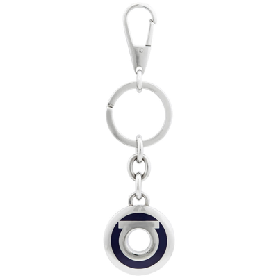 Ferragamo Pavi Gancini Key Ring -silver/blue