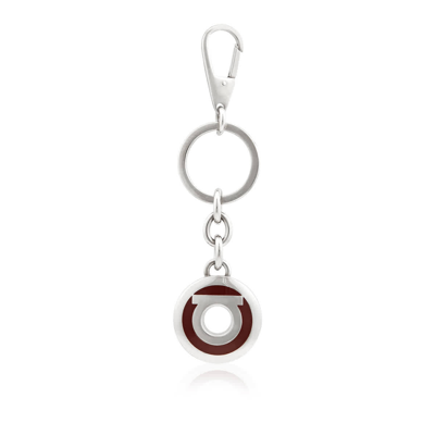 Ferragamo Pavi Gancini Key Ring -silver/ Red