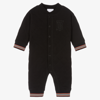 BURBERRY BLACK QUILTED COTTON BABYSUIT