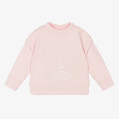 Burberry Babies' Girls Pink Logo Sketch Sweatshirt In Alabaster Pink