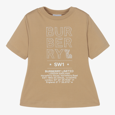Burberry Kids' Girls Beige Logo Sketch T-shirt