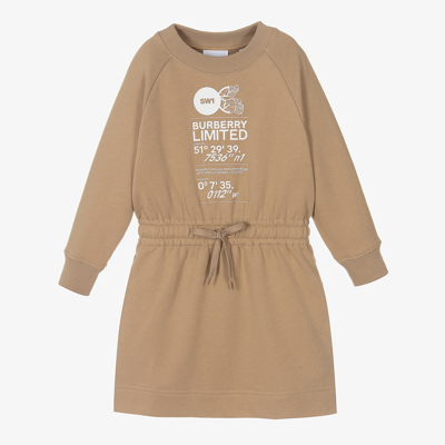 Burberry Kids' Girls Beige Cotton Logo Dress