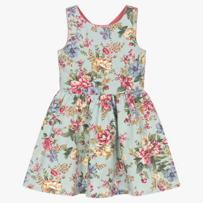 Polo Ralph Lauren Kids' Girls Blue Cotton Floral Dress
