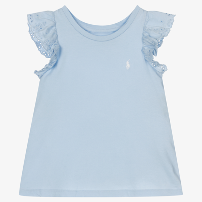 Polo Ralph Lauren Kids' Girls Blue Cotton T-shirt
