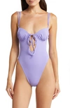 House Of Cb Cannes Cutout Underwire One-piece Swimsuit In Violet