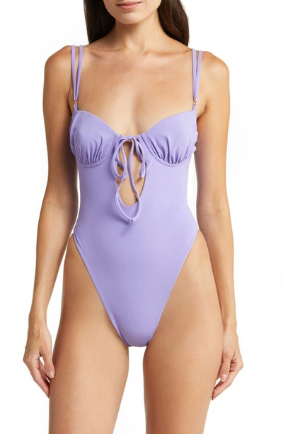 House Of Cb Cannes Cutout Underwire One-piece Swimsuit In Violet