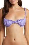 House Of Cb Cassis Ruched Underwired Bikini Top In Violet