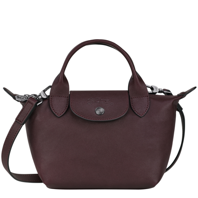 Longchamp Top Handle Bag Xs Le Pliage Cuir In Burgundy