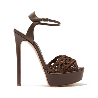 Casadei Flora Versilia Platform Sandals In Rum