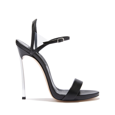 Casadei Blade Leather Sandals In Black