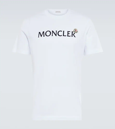 Moncler Men's White Logo-print Brand-patch Cotton-jersey T-shirt