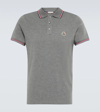 Moncler Grey Tricolor Stripe Polo In Light Gray