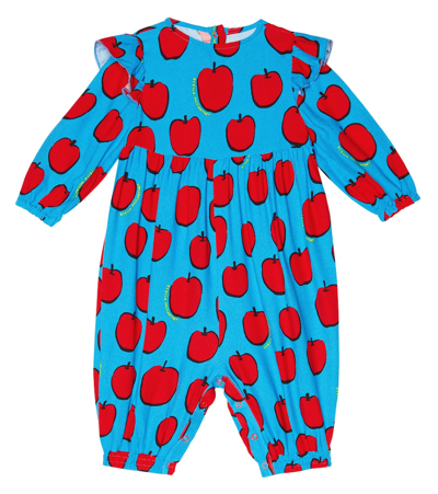 Stella Mccartney Baby Printed Ruffled Onesie In Blue/rosso