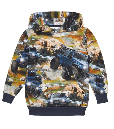Molo Kids' Romo Printed Cotton Hoodie In Jeeps