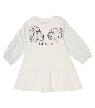 Kenzo Kids' Baby Logo-embroidered Dress In Grey Marl