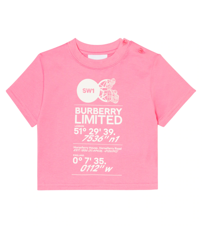 Burberry Girls Pink Cotton Baby Logo T-shirt In Bubblegum Pink