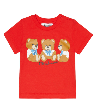 Moschino Baby Printed Cotton T-shirt In Poppy Red