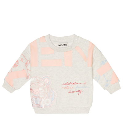 Kenzo Babies' Logo-embroidered Cotton Sweatshirt In Grey