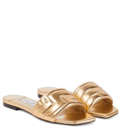 Jimmy Choo Themis Leather Sandal In Gold