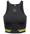 Adidas By Stella Mccartney Truepace Racer-back Stretch-jersey Crop Top In Black Shock Yellow