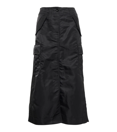 Sacai Black Nylon Twill Mid-length Skirt