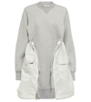 Sacai Ma-1 Side Gusset Long Sleeve Sponge Minidress In L/gray