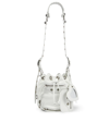 Balenciaga Le Cagole Xs Crinkled-leather Bucket Bag In Optic White