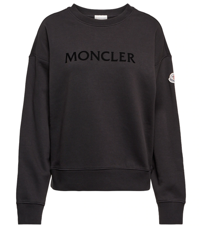 Moncler Logo Cotton-blend Jersey Sweatshirt In Black