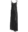 Acne Studios Gathered Hammered-satin Maxi Dress In Black