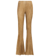 Acne Studios Pika Crinkle Flared-leg Silk Trousers In Caramel Brown