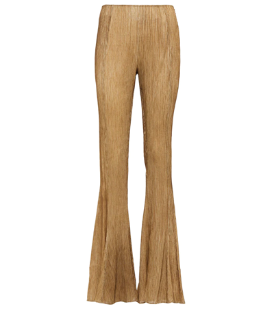 Acne Studios Pika Crinkle Flared-leg Silk Trousers In Brown