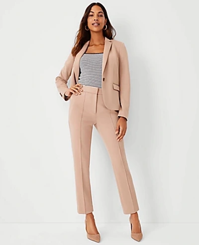 Ann Taylor The Petite High Waist Slim Ankle Pant In Double Knit In Natural Camel